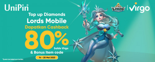 Top Up Diamonds Lords Mobile Pakai Virgo Cashback 80% & Dapatkan Bonus Item Code!
